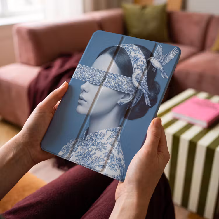 iPad-Hülle - Hochformat - Klassisch - Weiß - Blau — 4