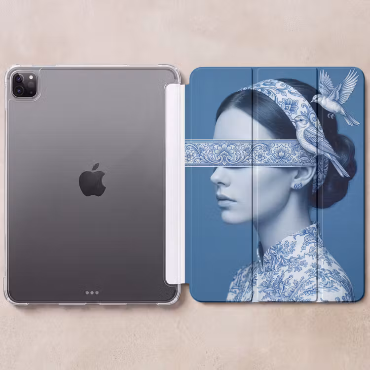 iPad-Hülle - Hochformat - Klassisch - Weiß - Blau — 6