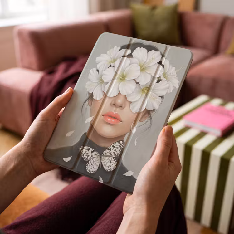 iPad-Hülle - Lilien - Porträt - Weiß — 4