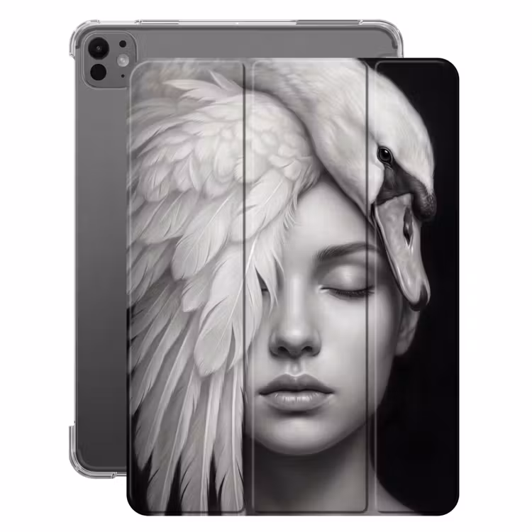 iPad-Hülle - Porträt - Schwan - Schwarz und weiß — 1