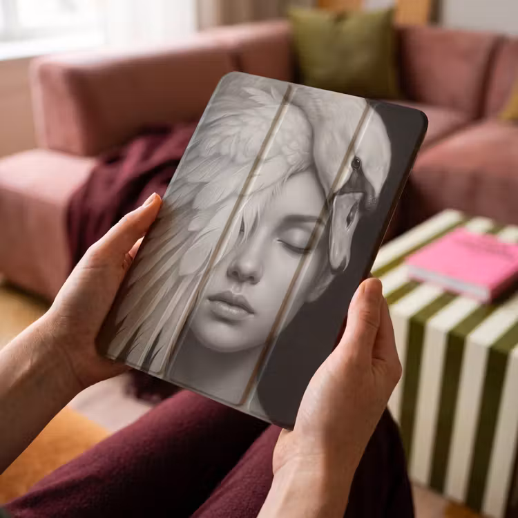 iPad-Hülle - Porträt - Schwan - Schwarz und weiß — 4