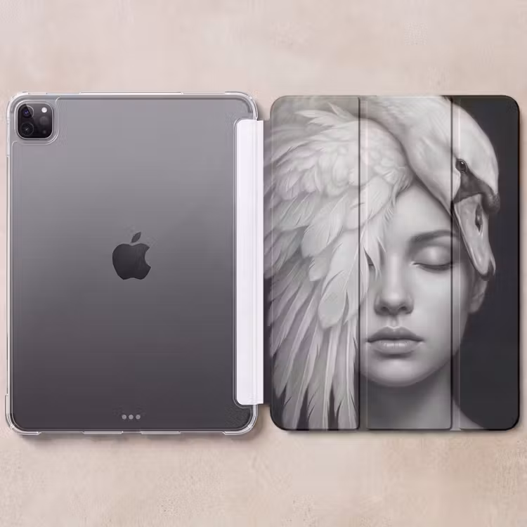 iPad-Hülle - Porträt - Schwan - Schwarz und weiß — 6