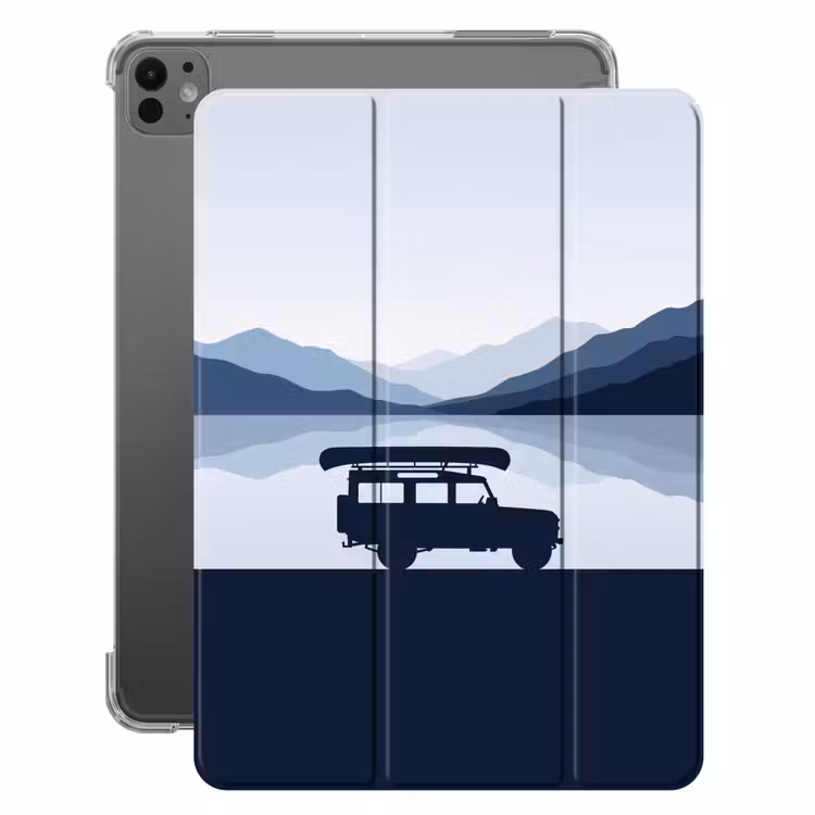 iPad-Hülle - Auto - See - Berge - Blau — 1