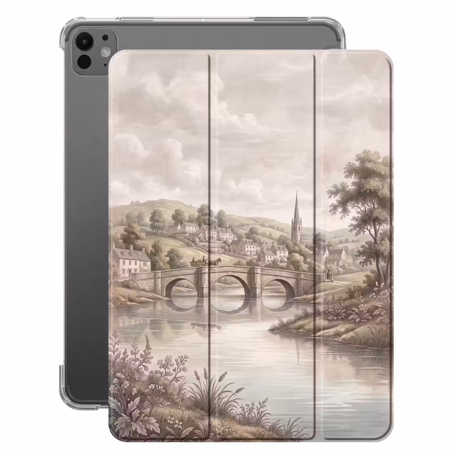 iPad-Hülle - Dorf - Brücke - Aussicht - Grün — 1