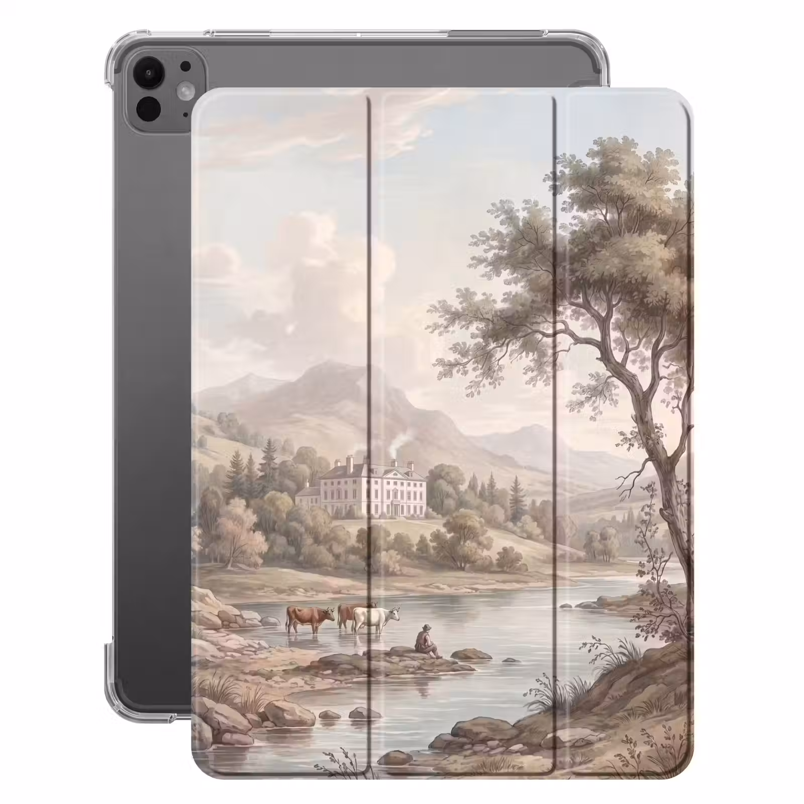 iPad-Hülle - Landhaus - Fluss - Vieh — 1