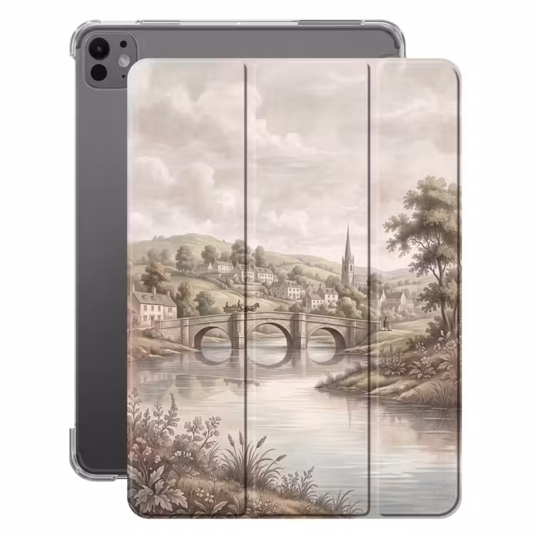 iPad-Hülle - Dorf - Brücke - Aussicht - Grün — 1