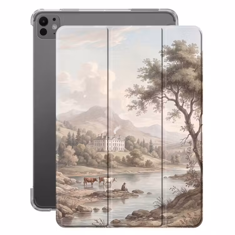 iPad-Hülle - Landhaus - Fluss - Vieh — 1