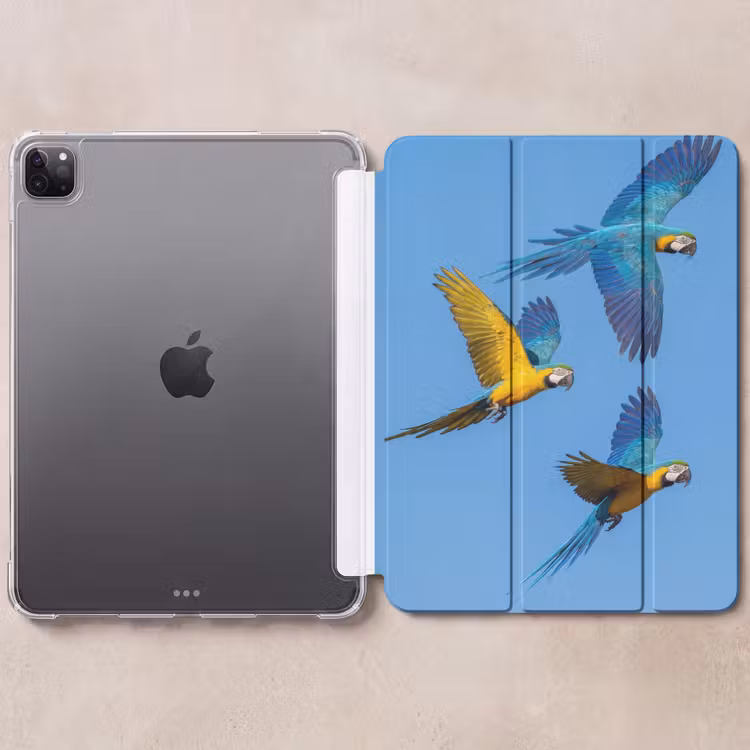 iPad-Hülle - Papagei - Fliegen - Blau - Gelb — 6