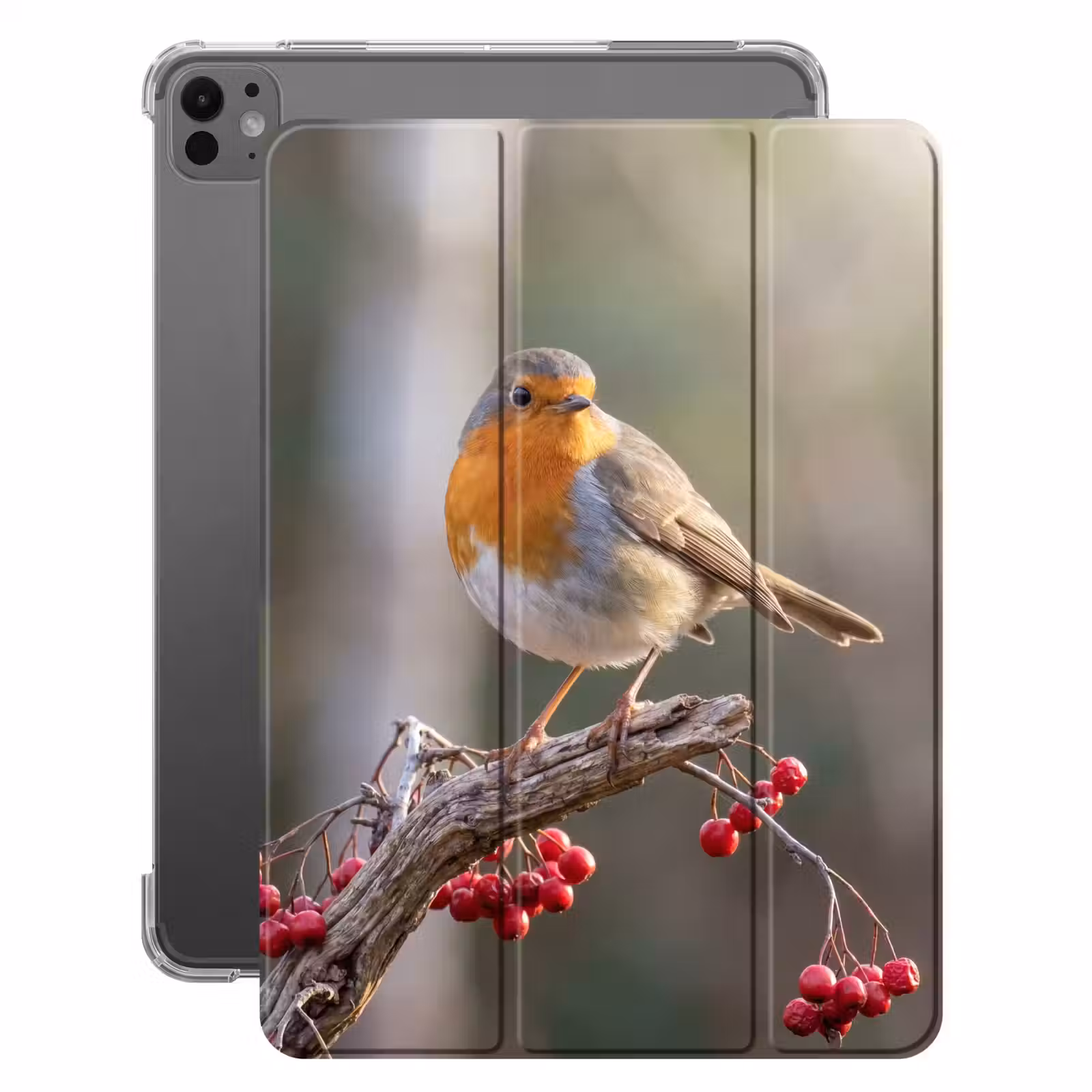 iPad-Hülle - Rotkehlchen - Zweig - Beeren - Natur — 1