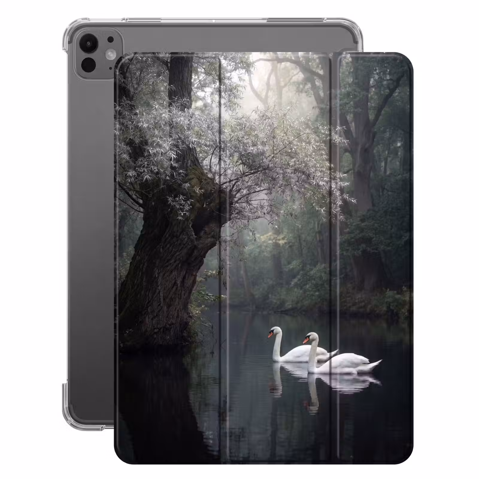 iPad-Hülle - Schwäne - Fluss - Wald — 1