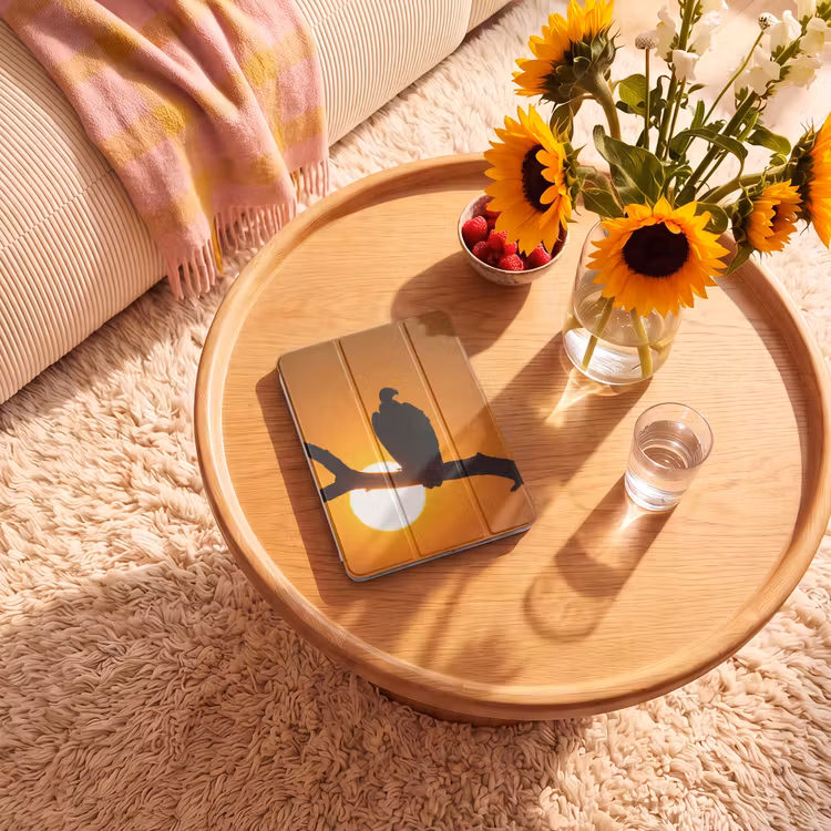 iPad-Hülle - Geier - Zweig - Sonne - Orange — 2