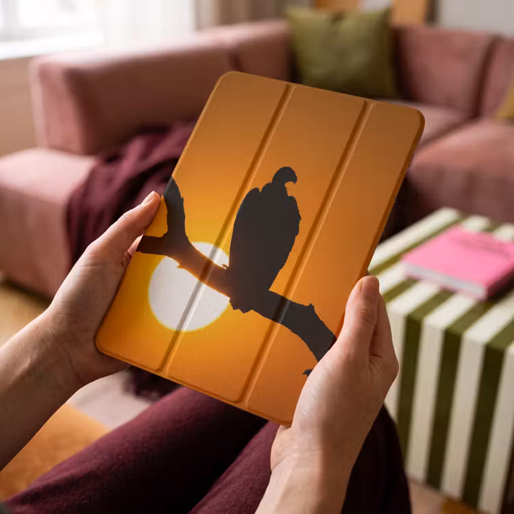 iPad-Hülle - Geier - Zweig - Sonne - Orange — 4