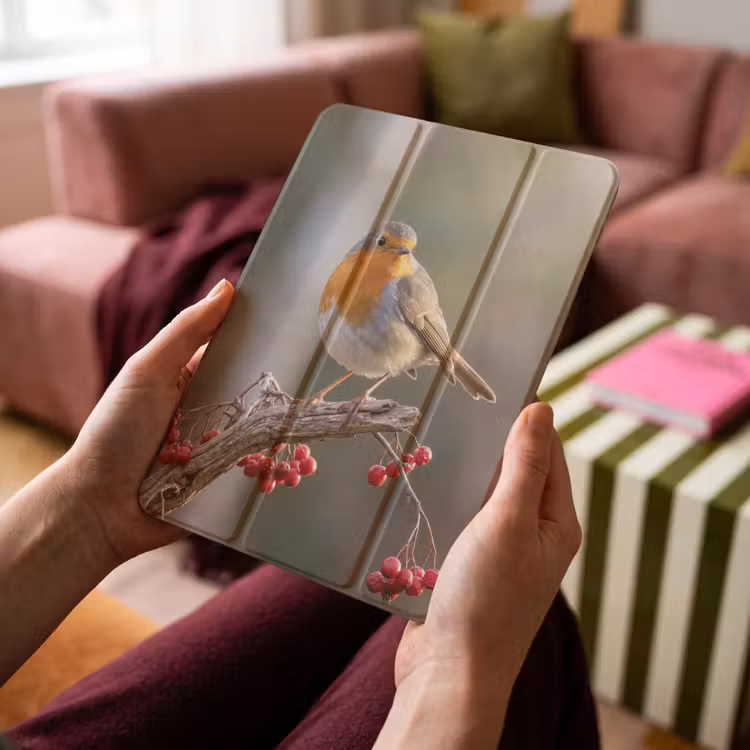 iPad-Hülle - Rotkehlchen - Zweig - Beeren - Natur — 4