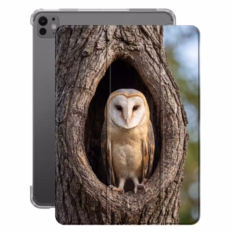 iPad-Hülle - Schleiereule - Baum - Natur - Braun — 1