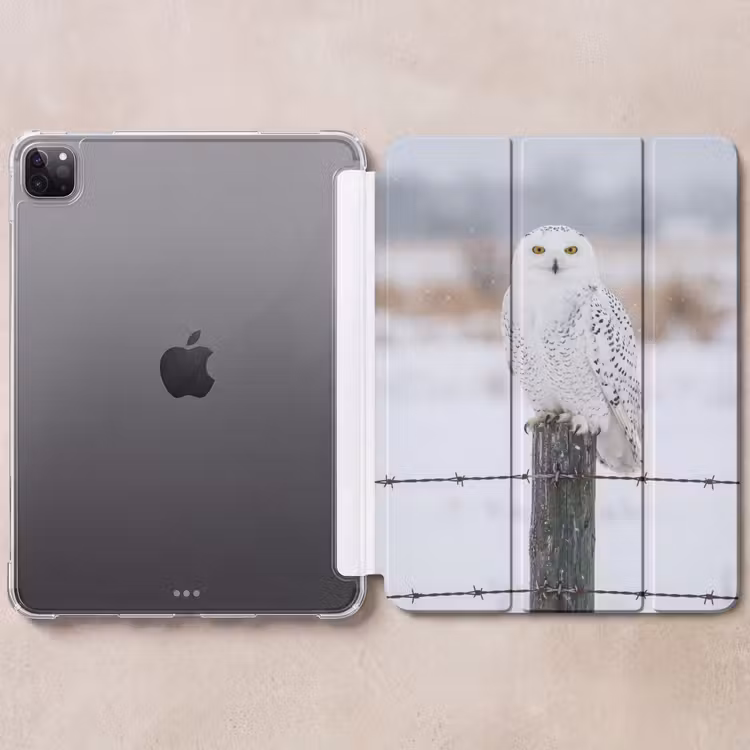 iPad-Hülle - Schnee-Eule - Zaun - Schnee - Weiß — 6