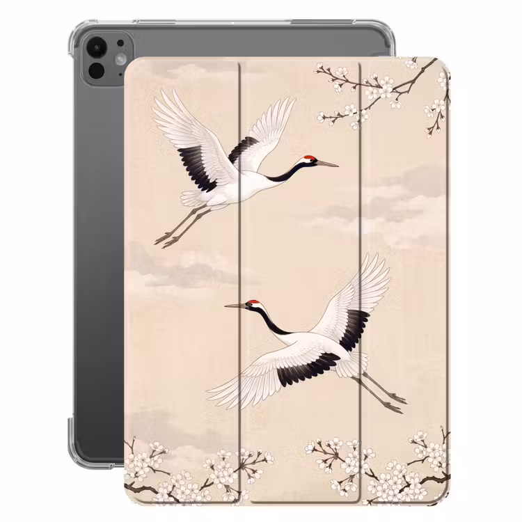 iPad-Hülle - Kranich - Blüte - Beige — 1
