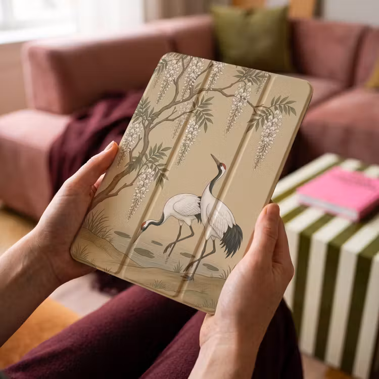 iPad-Hülle - Kranich - Wasser - Beige — 4