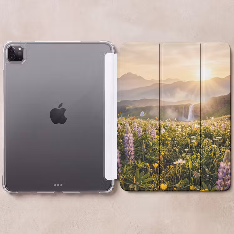 iPad-Hülle - Schmetterlinge - Wasserfall - Blumenfeld — 6