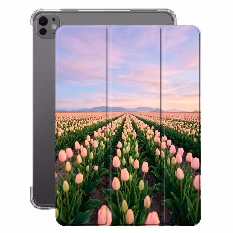 iPad-Hülle - Tulpen - Landschaft - Rosa — 1