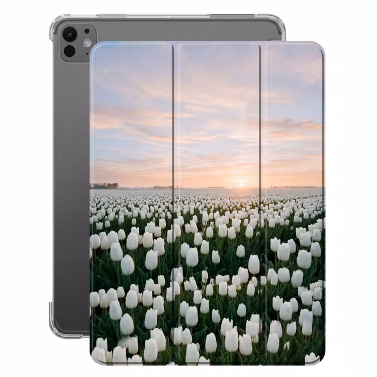 iPad-Hülle - Tulpen - Landschaft - Weiß — 1