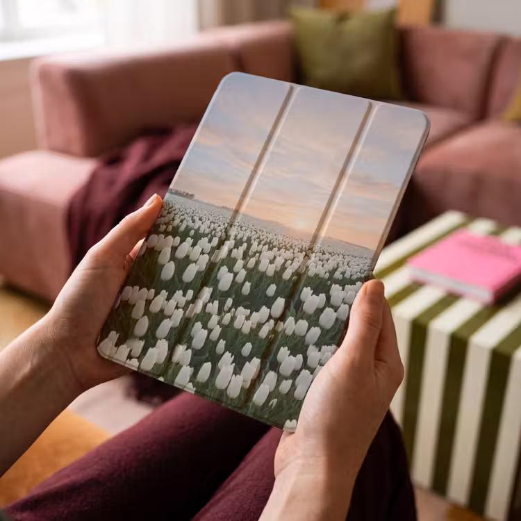 iPad-Hülle - Tulpen - Landschaft - Weiß — 4