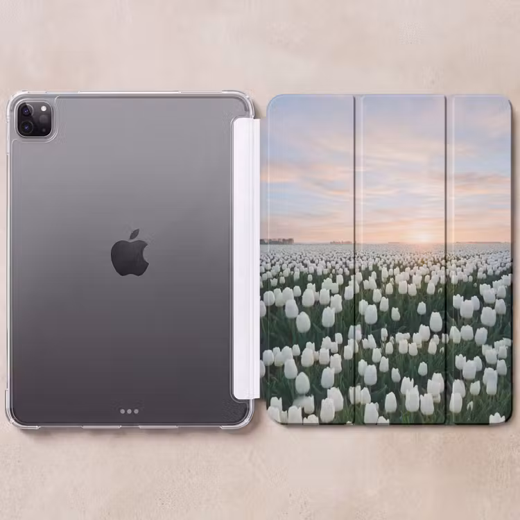 iPad-Hülle - Tulpen - Landschaft - Weiß — 6
