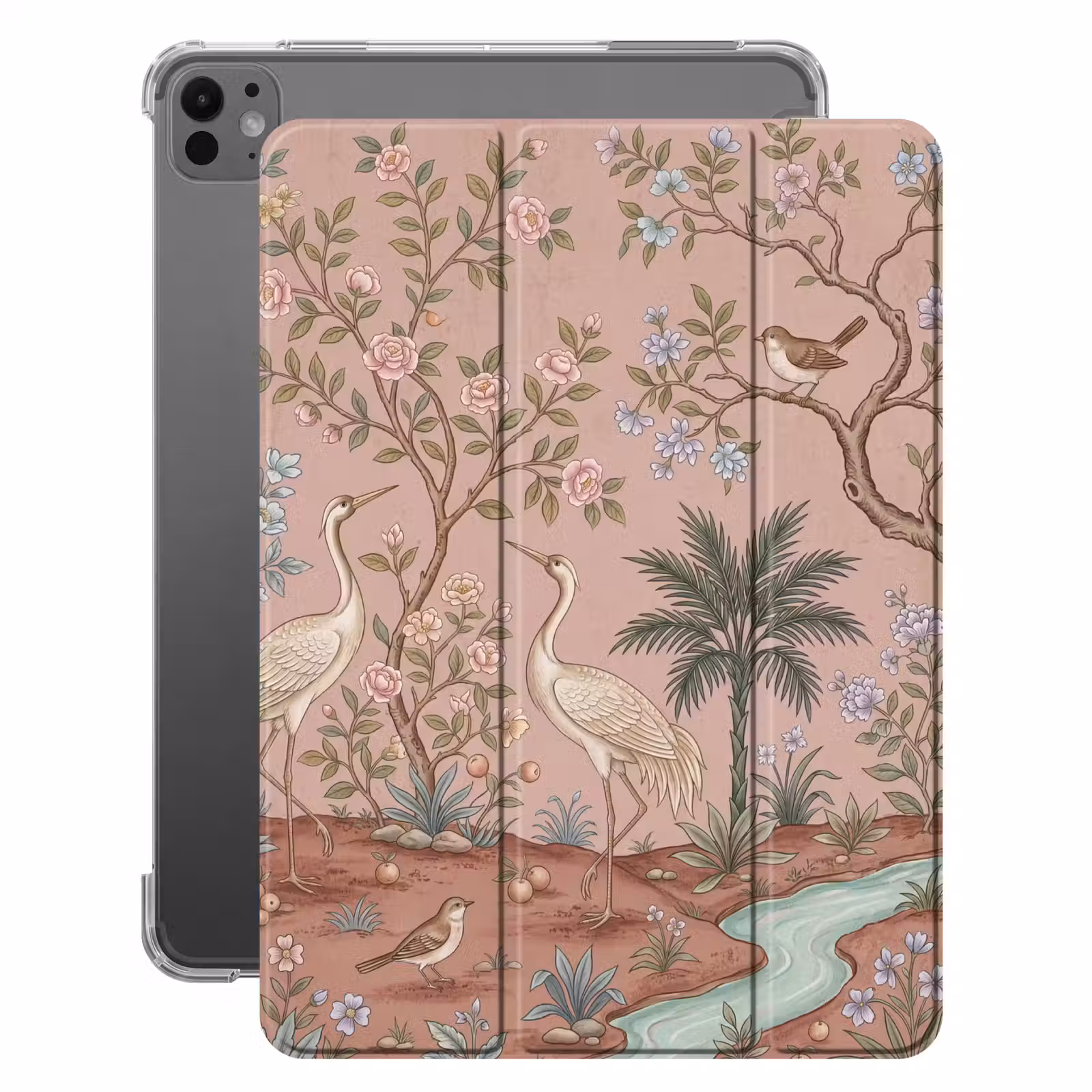 iPad-Hülle - Nostalgisch - Reiher - Rosa — 1
