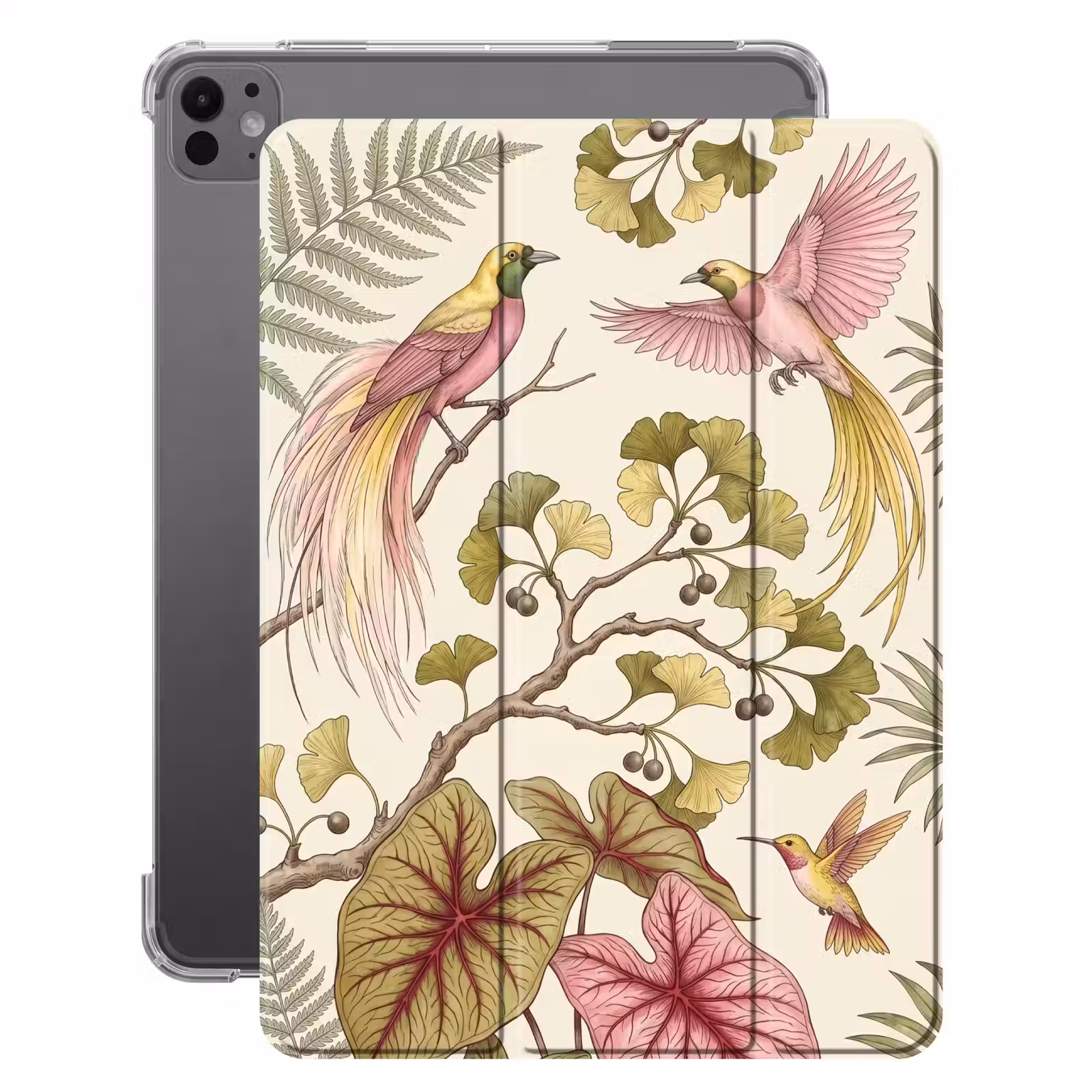 iPad-Hülle - Vögel - Tropisch - Botanisch - Rosa — 1