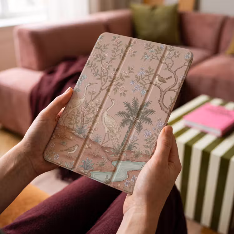 iPad-Hülle - Nostalgisch - Reiher - Rosa — 4