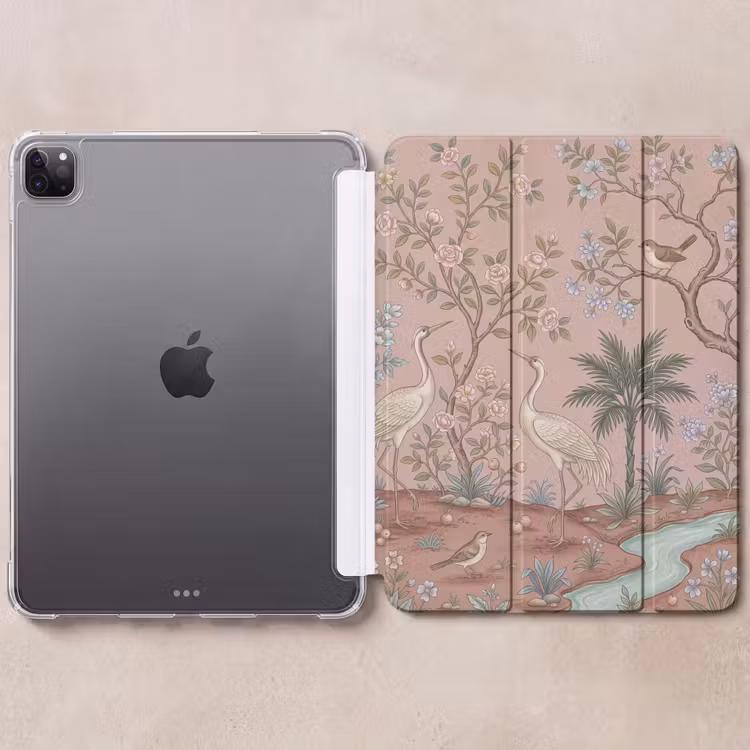 iPad-Hülle - Nostalgisch - Reiher - Rosa — 6