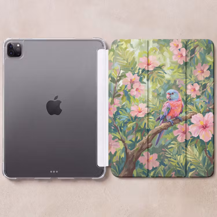 iPad-Hülle - Papagei - Hibiskusblüten - Farbenfroh — 6