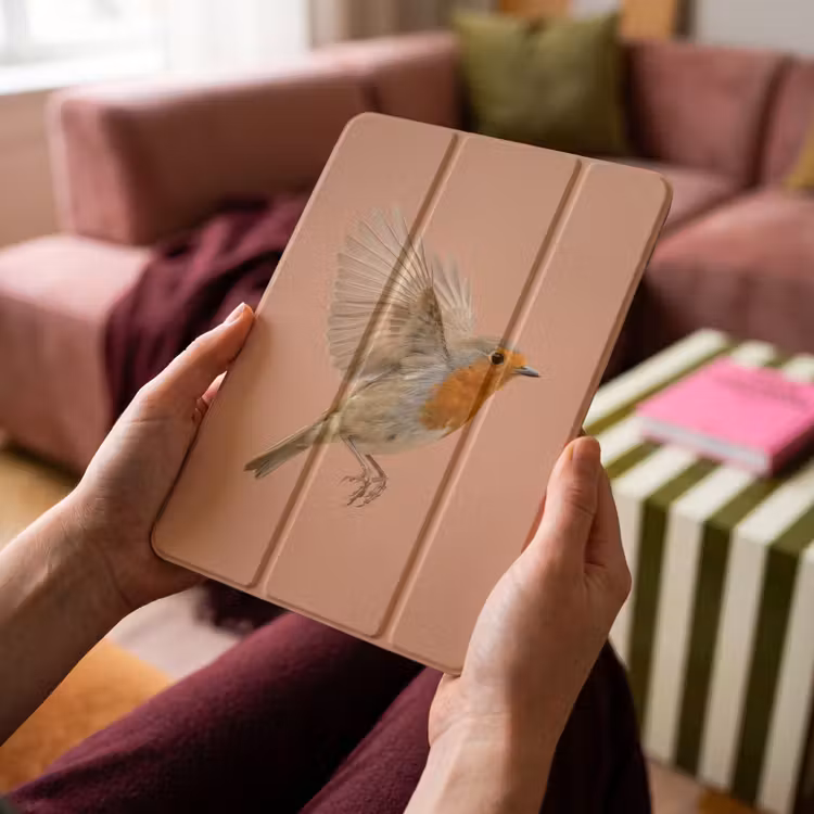 iPad-Hülle - Rotkehlchen - Natur - Rosa — 4