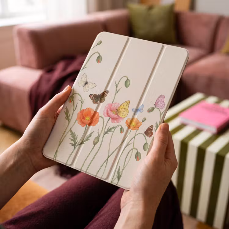 iPad-Hülle - Schmetterlinge - Mohnblumen - Illustration - Farbenfroh — 4