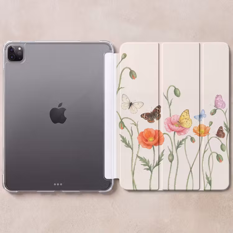 iPad-Hülle - Schmetterlinge - Mohnblumen - Illustration - Farbenfroh — 6