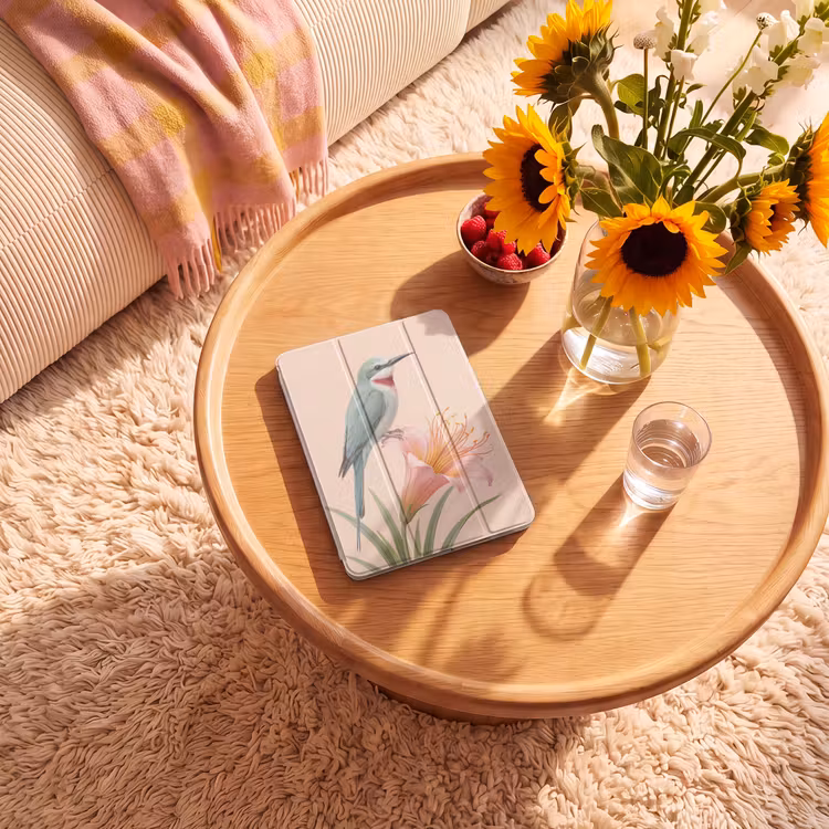 iPad-Hülle - Vogel - Blume - Natur - Rosa — 2
