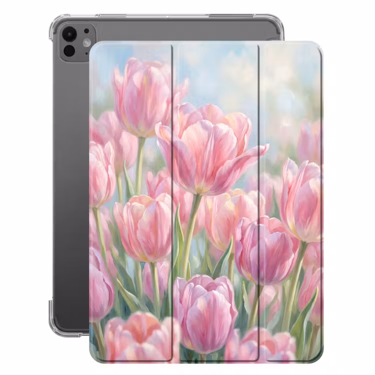 iPad-Hülle - Tulpen - Feld - Frühling - Rosa — 1