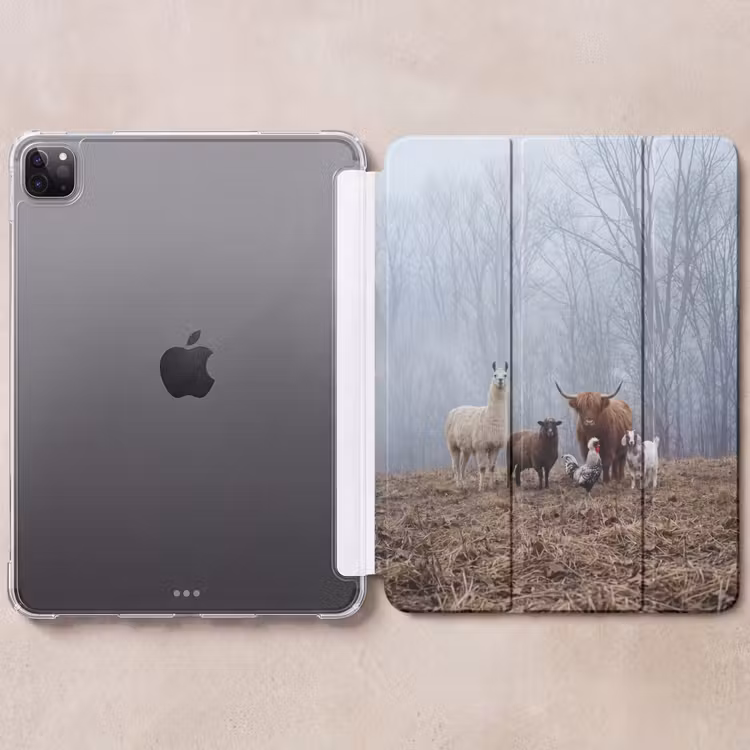 iPad-Hülle - Bauernhoftiere - Gruppe - Nebel - Natur - Rustikal — 6