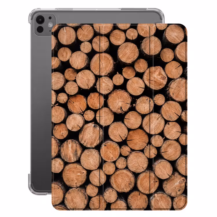 iPad-Hülle - Baumstämme - Textur - Muster - Braun - Rustikal — 1