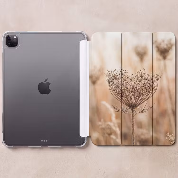 iPad-Hülle - Bildschirm Blume - Trockene Blume - Winter - Beige - Minimalistisch — 6