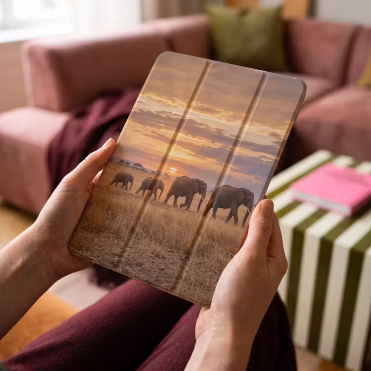 iPad-Hülle - Elefanten - Savanne - Sonnenuntergang - Afrika - Warm — 4