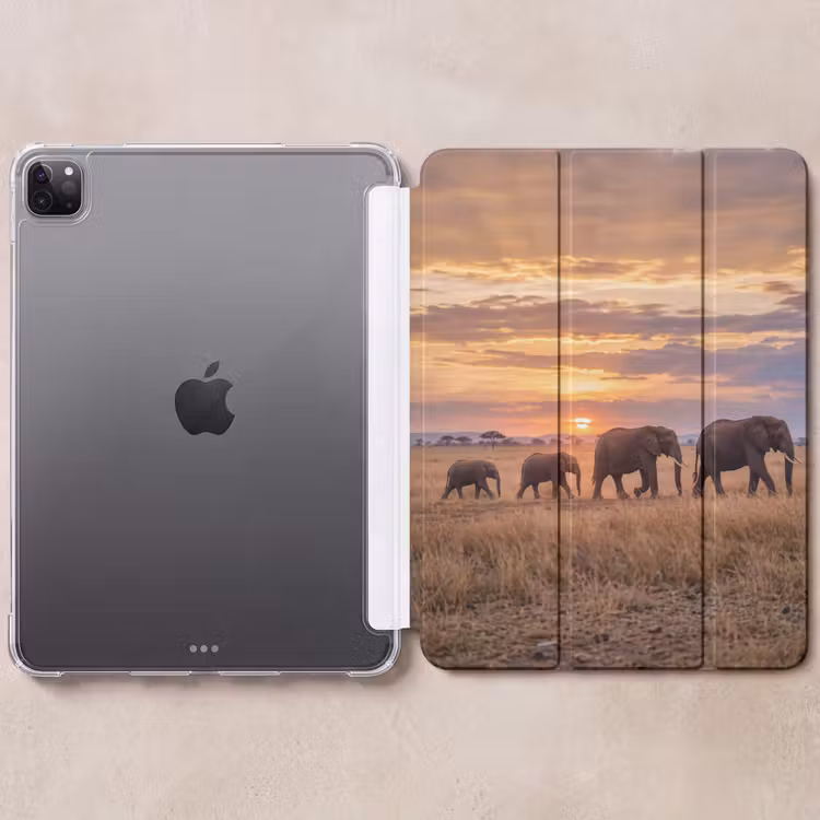 iPad-Hülle - Elefanten - Savanne - Sonnenuntergang - Afrika - Warm — 6