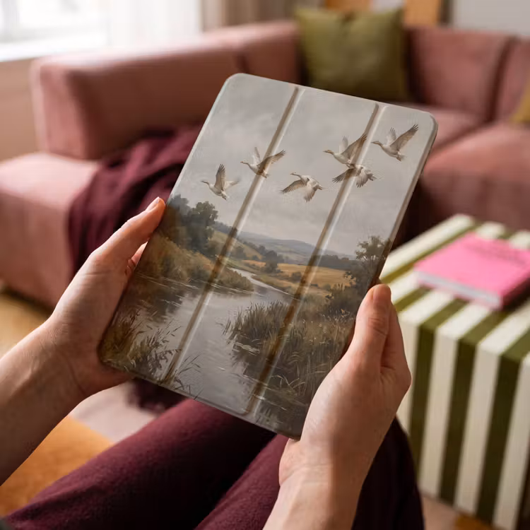 iPad-Hülle - Enten - Fluss - Landschaft - Flug - Nostalgisch — 4