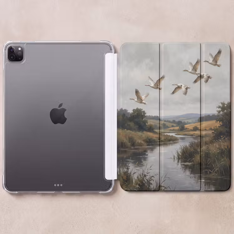iPad-Hülle - Enten - Fluss - Landschaft - Flug - Nostalgisch — 6