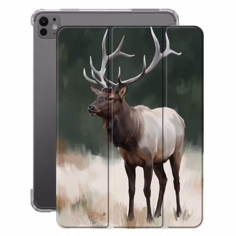 iPad-Hülle - Rothirsch - Geweih - Malerei - Rustikal — 1