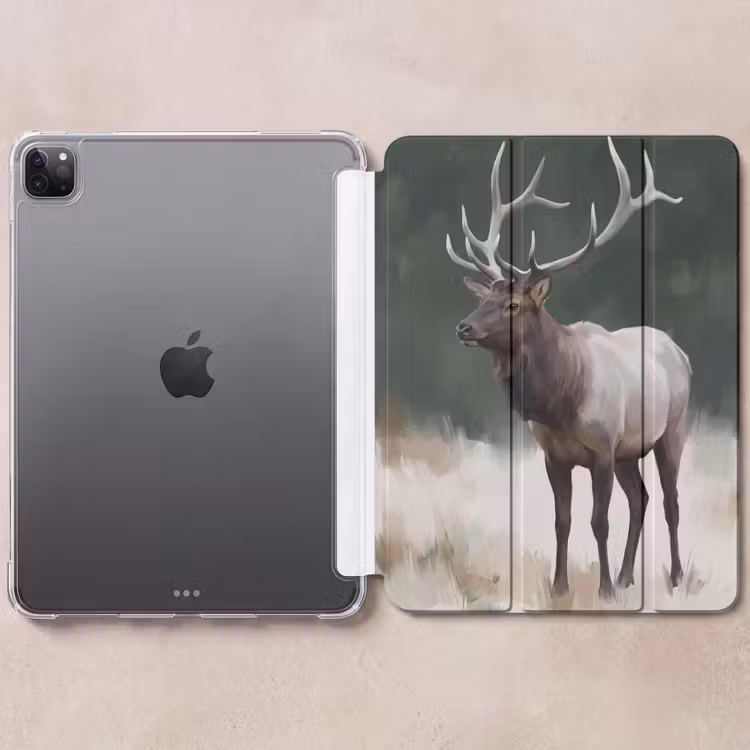 iPad-Hülle - Rothirsch - Geweih - Malerei - Rustikal — 6