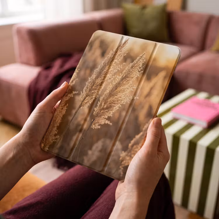 iPad-Hülle - Schilfrohrfahnen - Gras - Sonnenuntergang - Gold - Gelassenheit — 4