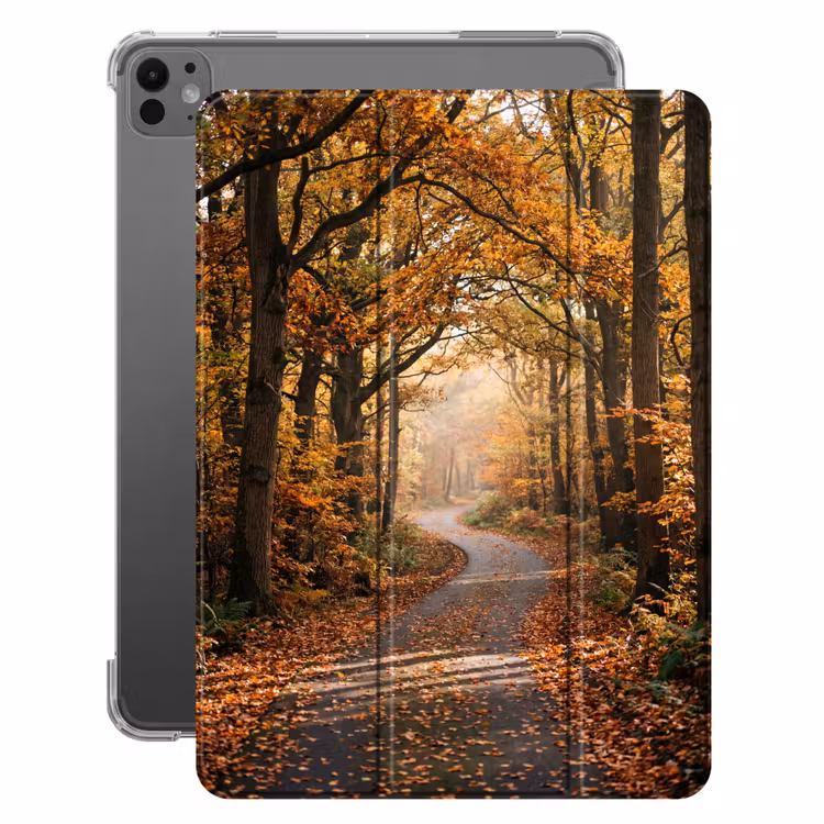 iPad-Hülle - Waldweg - Herbstwald - Blätter - Orange - Nostalgisch — 1