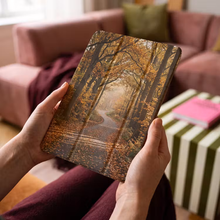 iPad-Hülle - Waldweg - Herbstwald - Blätter - Orange - Nostalgisch — 4