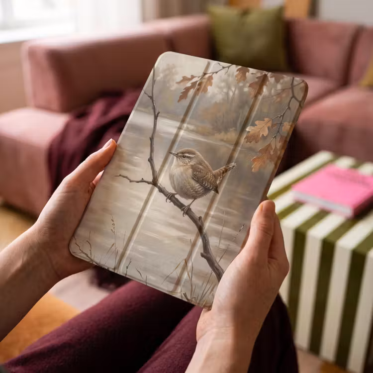 iPad-Hülle - Zaunkönig - Zweig - Fluss - Natur - Atmosphärisch — 4