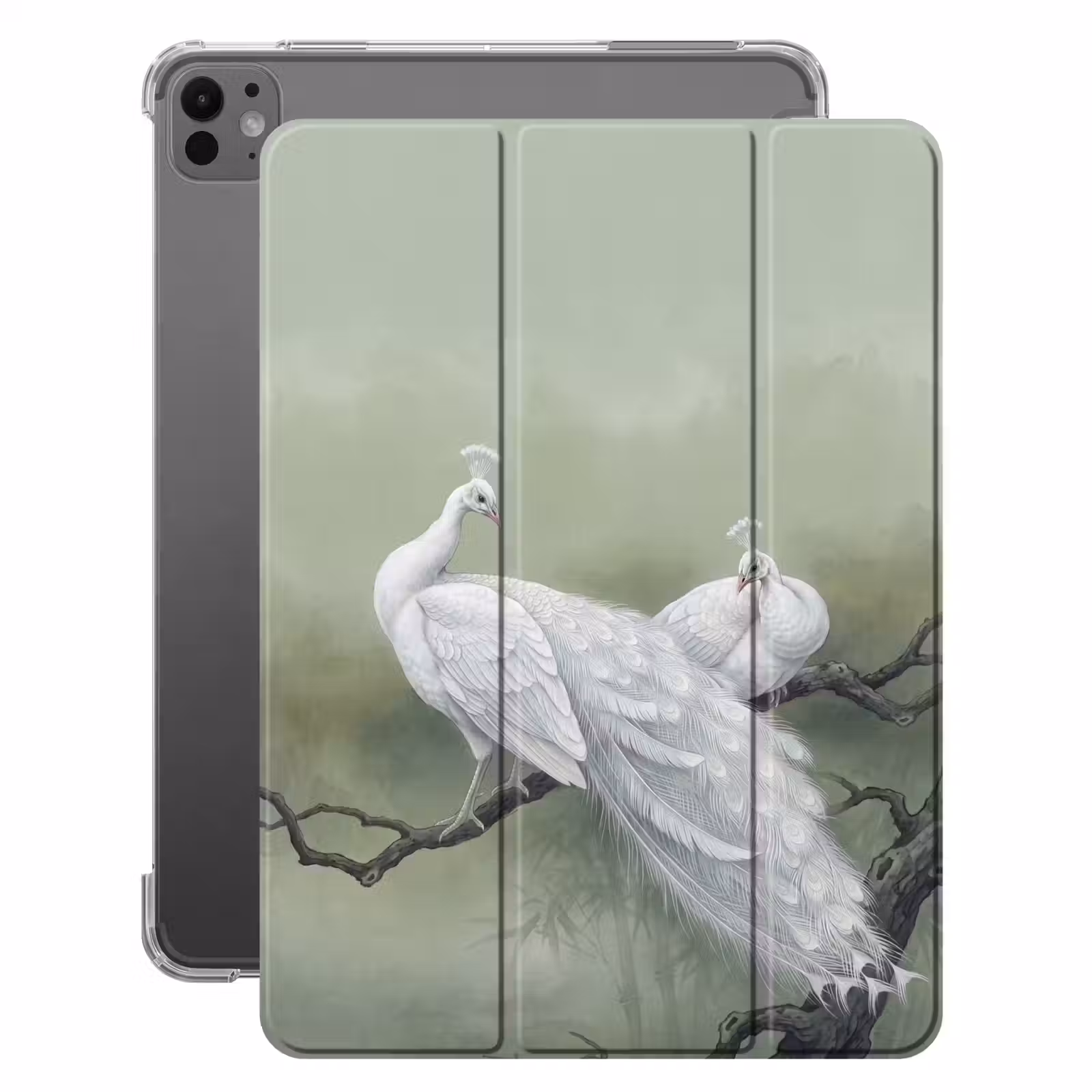 iPad-Hülle - Pfaue - Weiß - Natur - Grün — 1